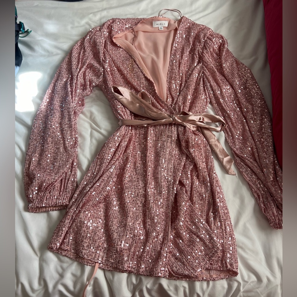 Pink sparkly short dress